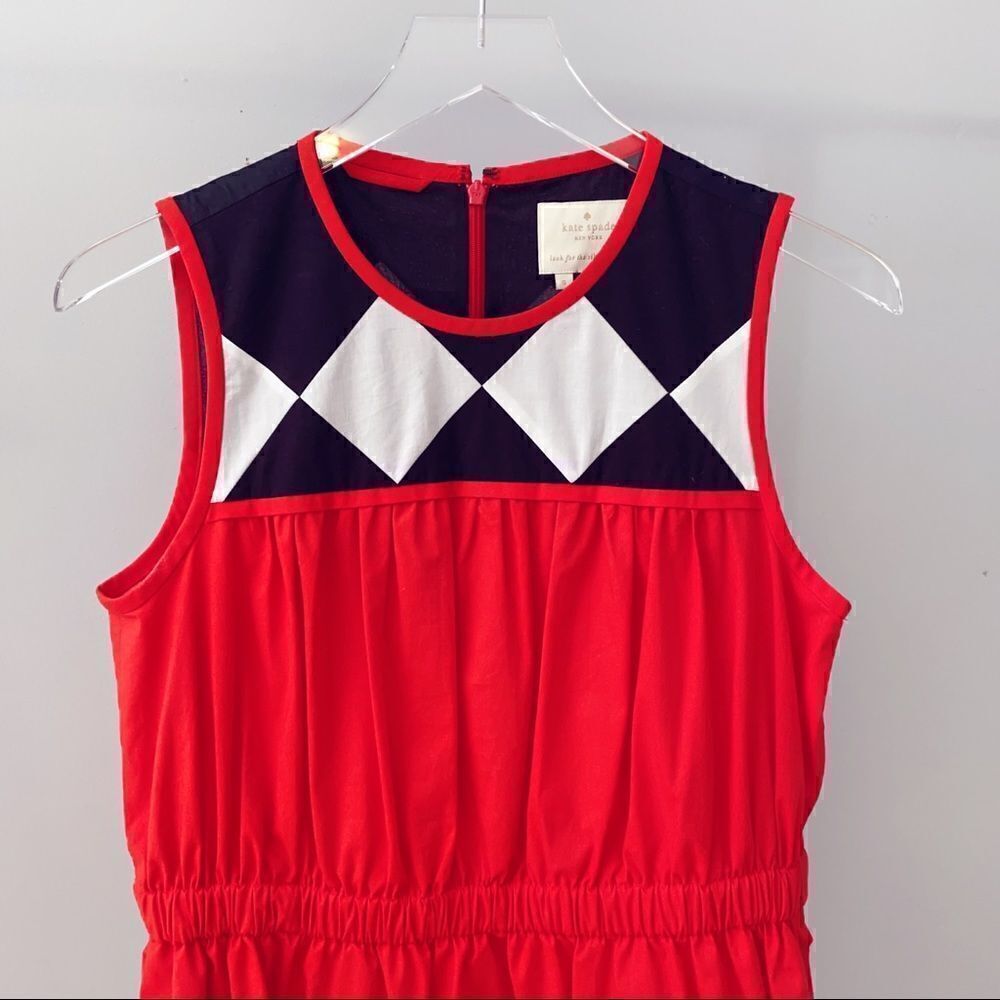 ⭕️ KATE SPADE Dress Red Color Blocking Multi - Picture 2 of 8